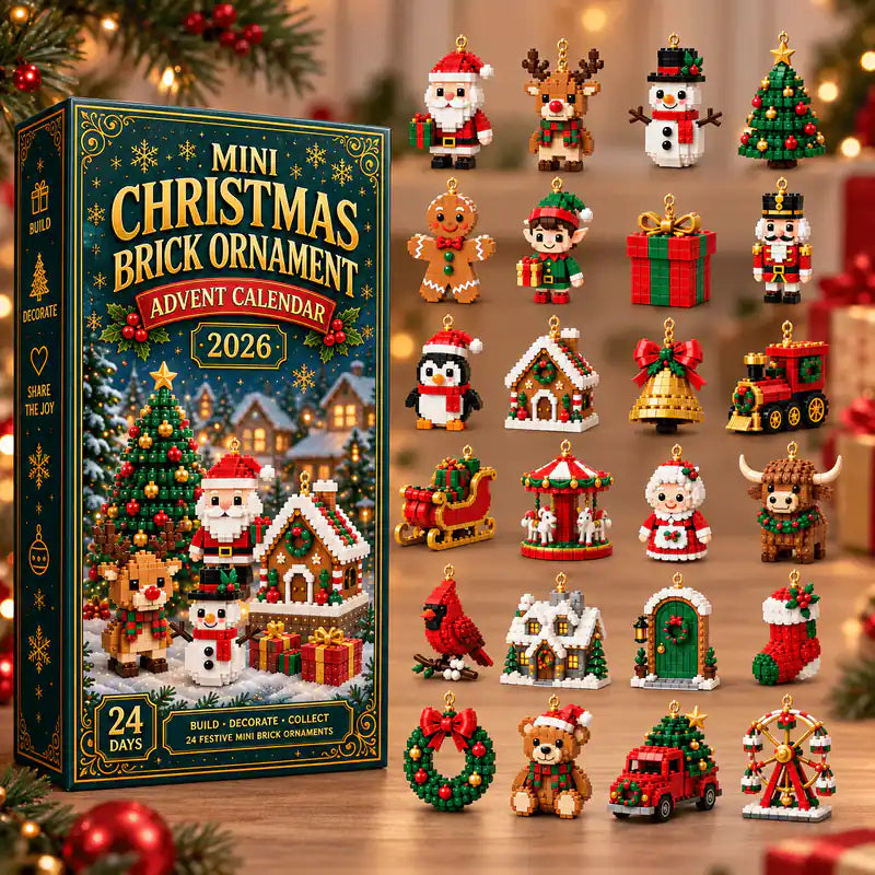 ⏳ Last day to save 49% – 🎄 24-Day Mini Christmas Ornament Advent Calendar | 24 unique festive buildable designs with hanging loops—perfect for decorating Christmas trees, wreaths, and holiday displays 🧱